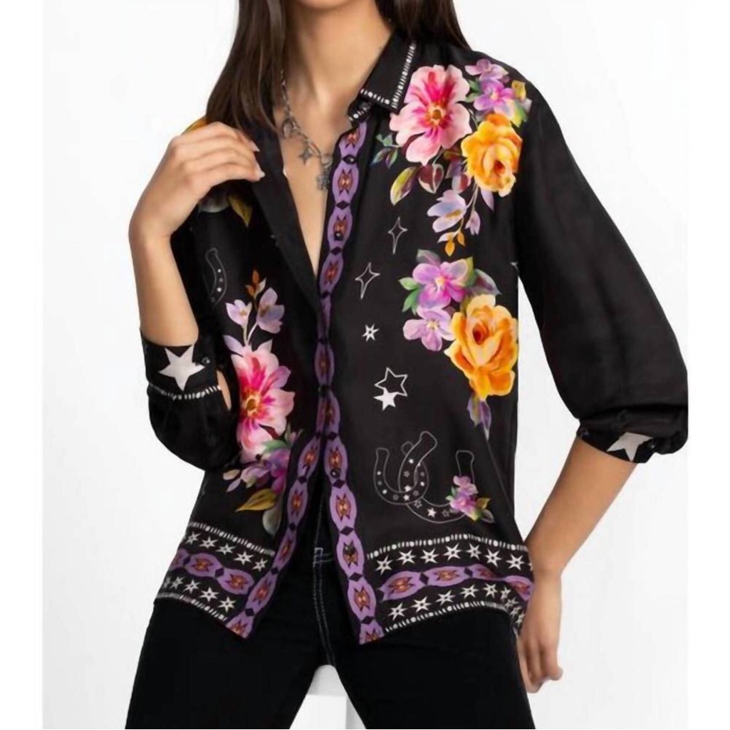 Johnny Was Jade Rosalynda Button Down Shirt In Western Kasumi Size Small